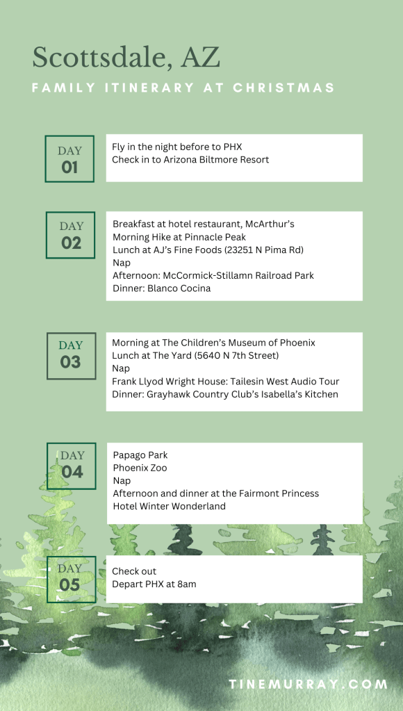 Scottsdale, Arizona Family Itinerary at Christmas
